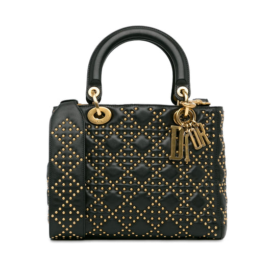 Dior Medium Lambskin Cannage Studded Supple Lady Dior (SHG-7OhNYd)