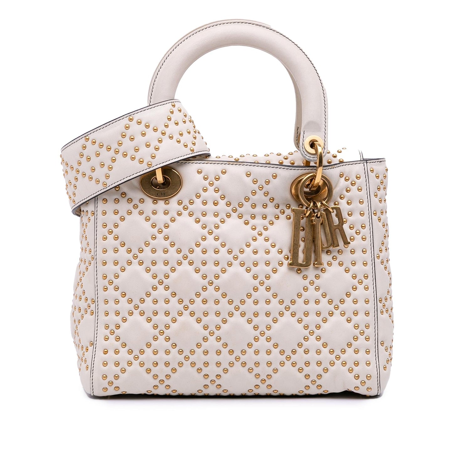 Dior Medium Lambskin Cannage Studded Supple Lady Dior