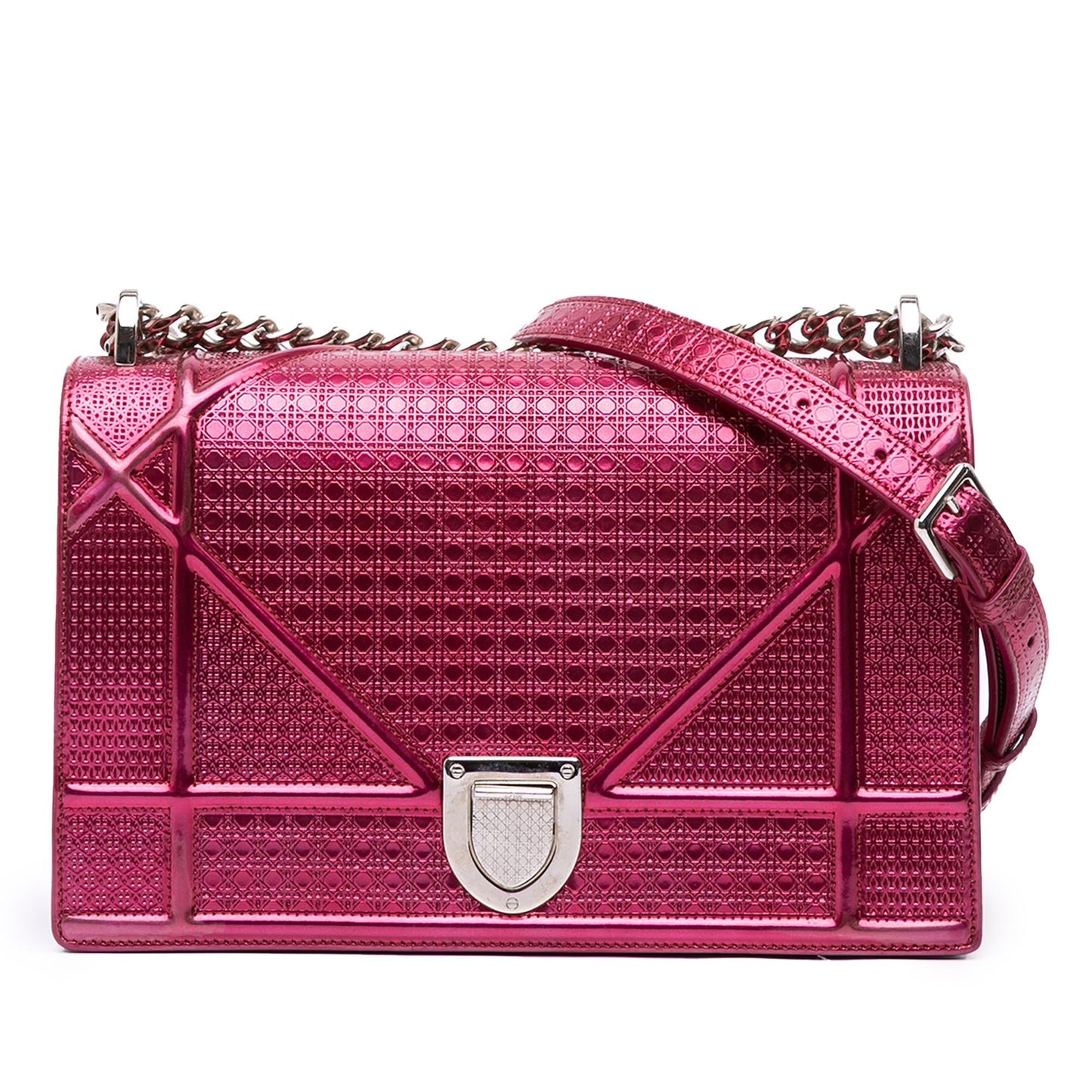 Dior Medium Metallic Patent Microcannage Diorama Flap