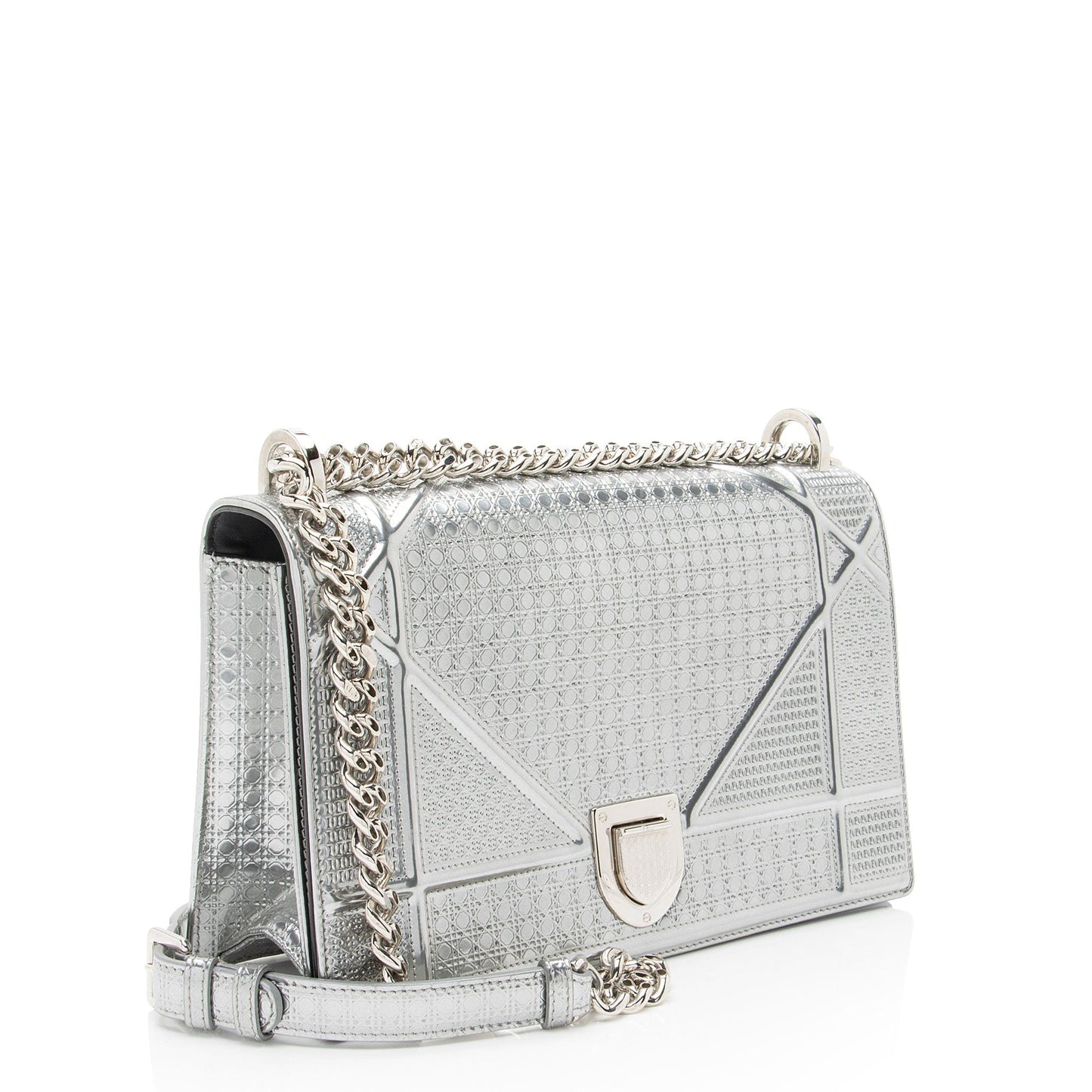 Dior Metallic Calfskin Micro Cannage Diorama Medium Shoulder Bag