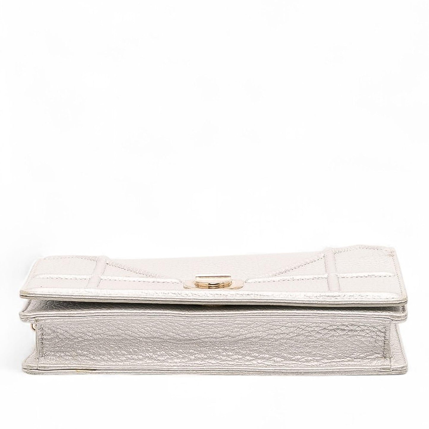 Dior Metallic Grained Calfskin Diorama Wallet On Chain