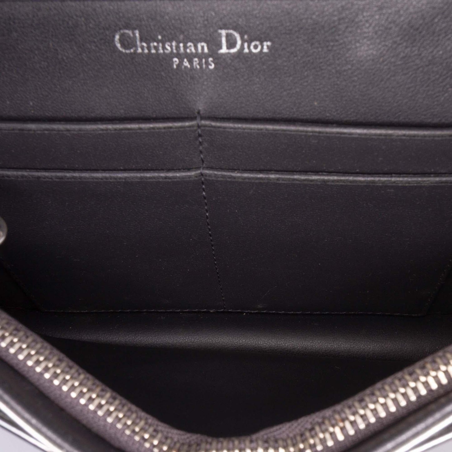 Dior Metallic Patent Microcannage Diorama Wallet on Chain
