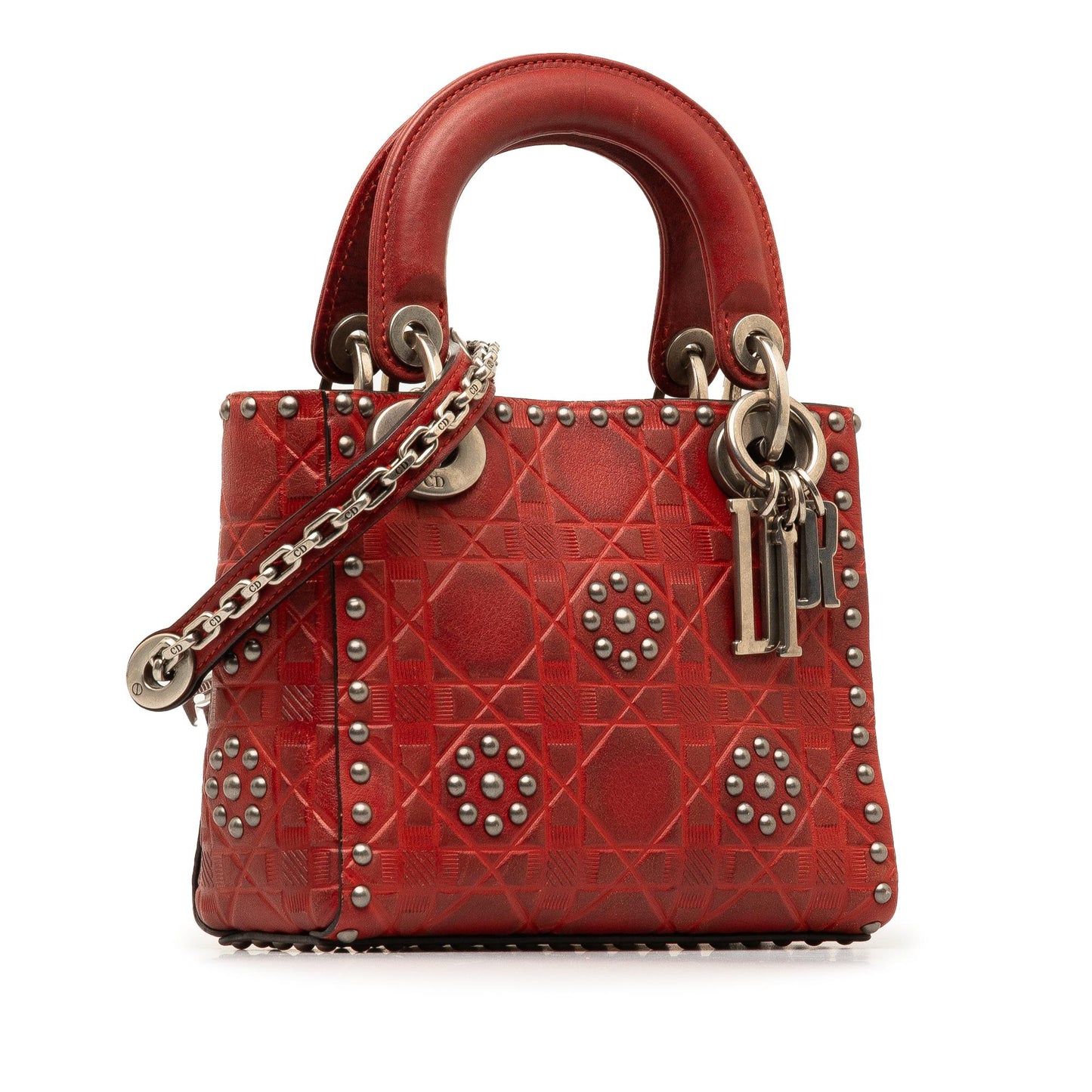 Dior Mini Embossed Calfskin Cannage Studded Flower Lady Dior
