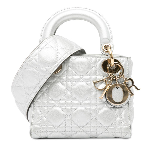 Dior Mini Metallic Calfskin Cannage Supple Lady Dior (SHG-TXv18m)