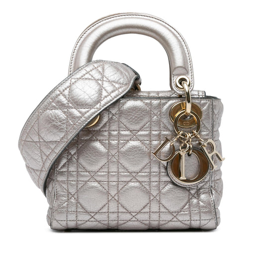 Dior Mini Metallic Calfskin Cannage Supple Lady Dior (SHG-faqDpY)