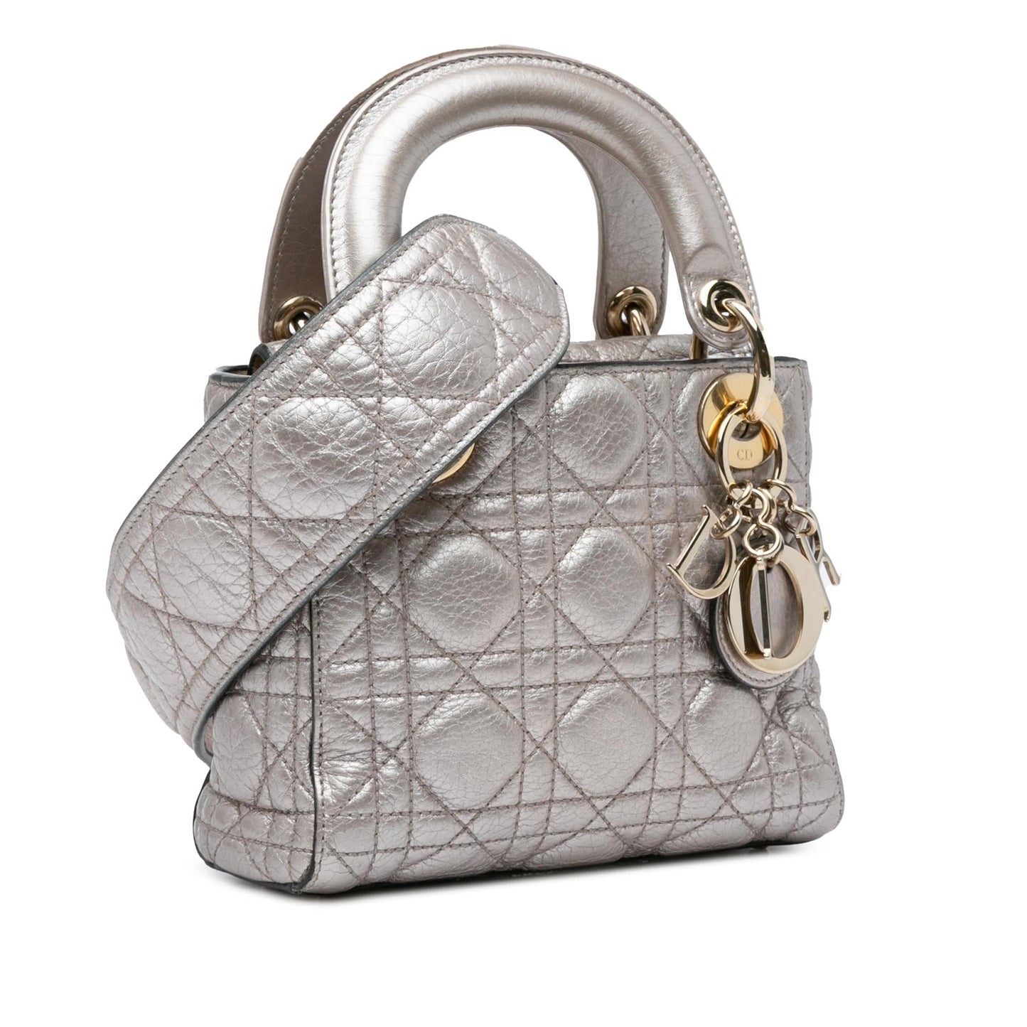 Dior Mini Metallic Calfskin Cannage Supple Lady Dior (SHG-faqDpY)