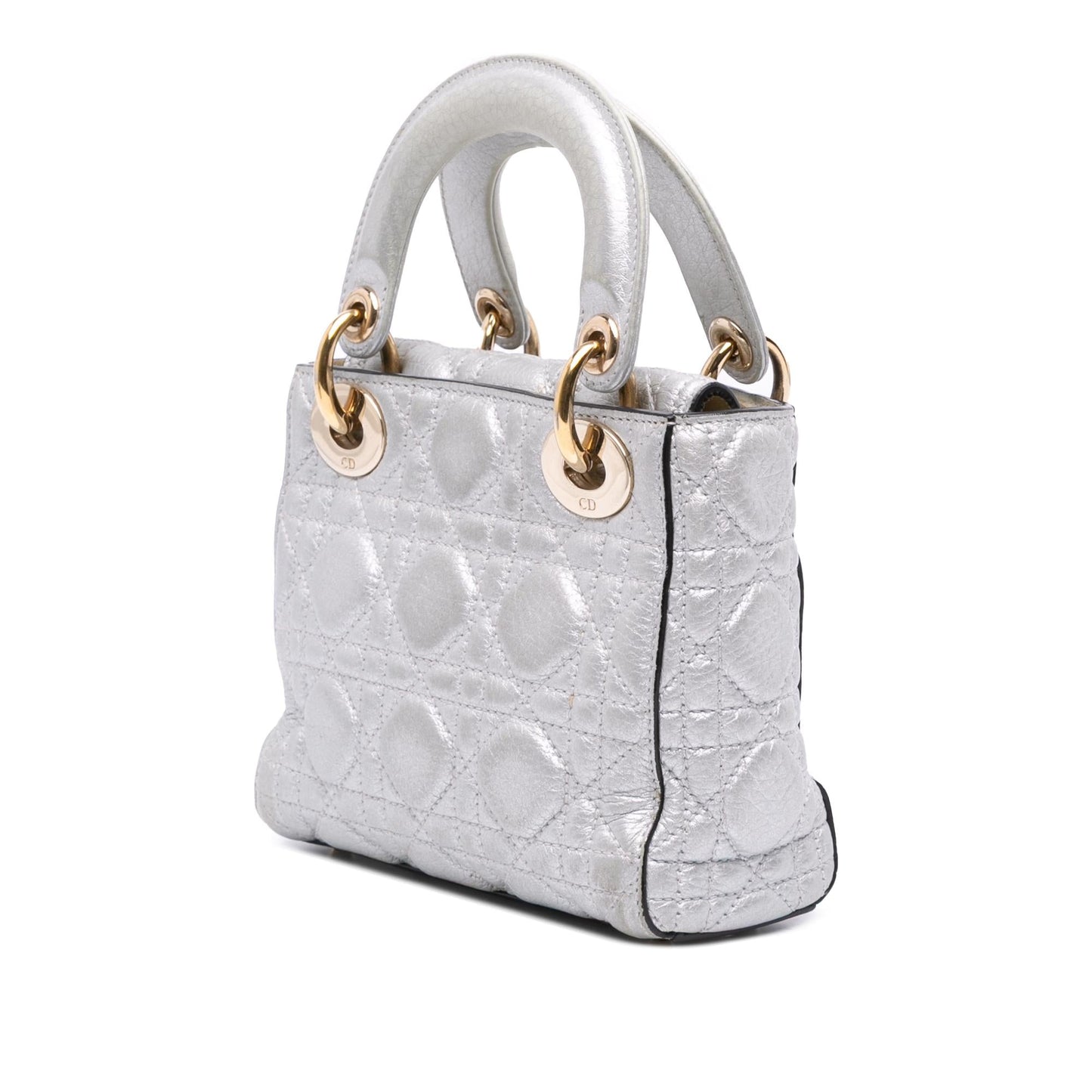 Dior Mini Metallic Grained Calfskin Cannage Lady Dior