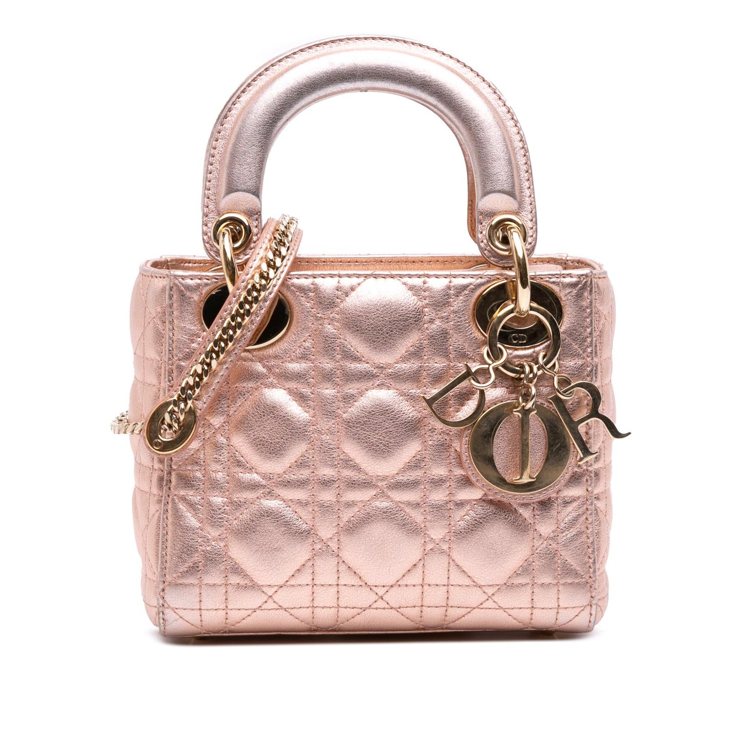 Dior Mini Metallic Lambskin Cannage Lady Dior