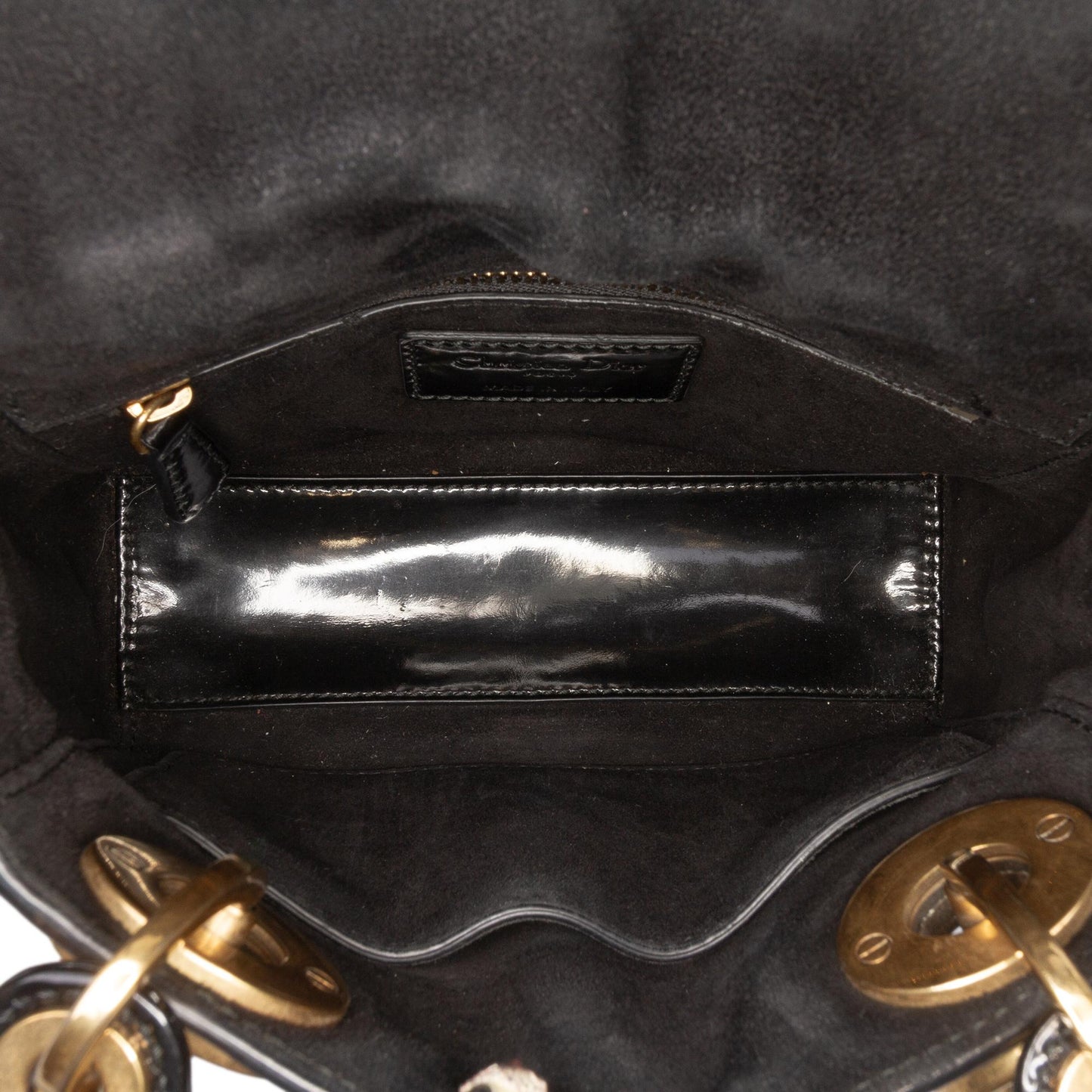 Dior Mini Patent Cannage Studded Supple Lady Dior