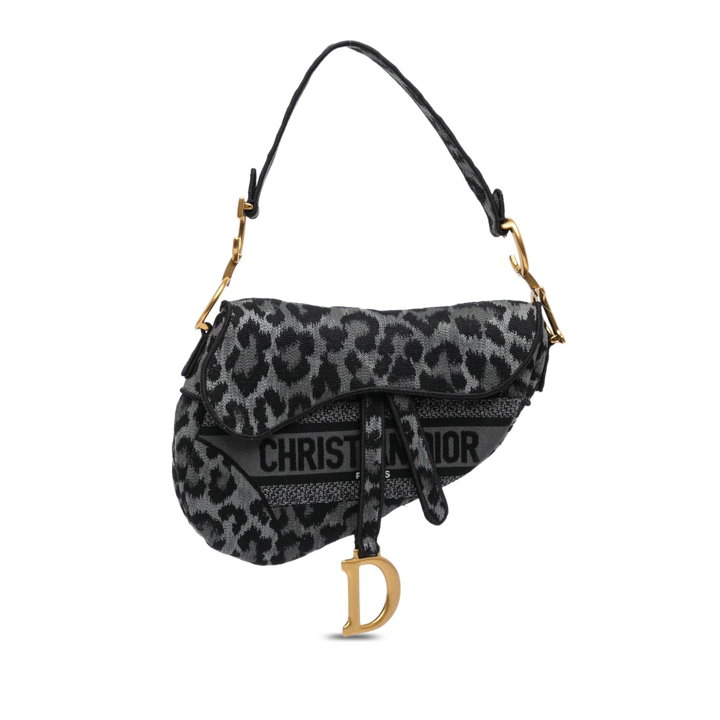 Dior Mizza Embroidered Canvas Leopard Saddle Bag