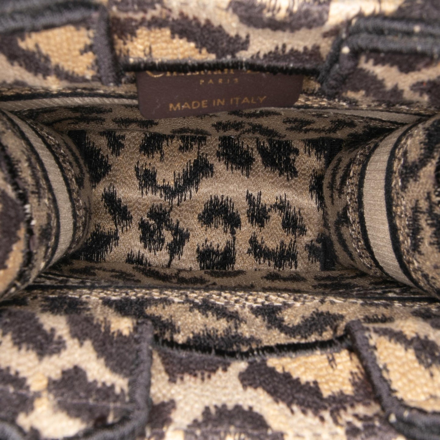 Dior Mizza Mini Embroidered Canvas Leopard Vertical Book Tote