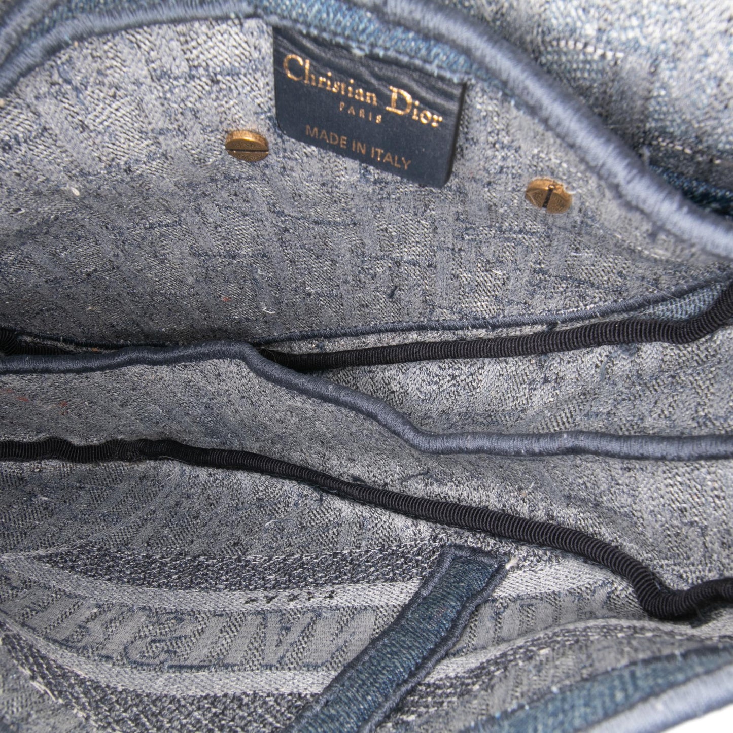 Dior Oblique Denim Embroidered Saddle Bag