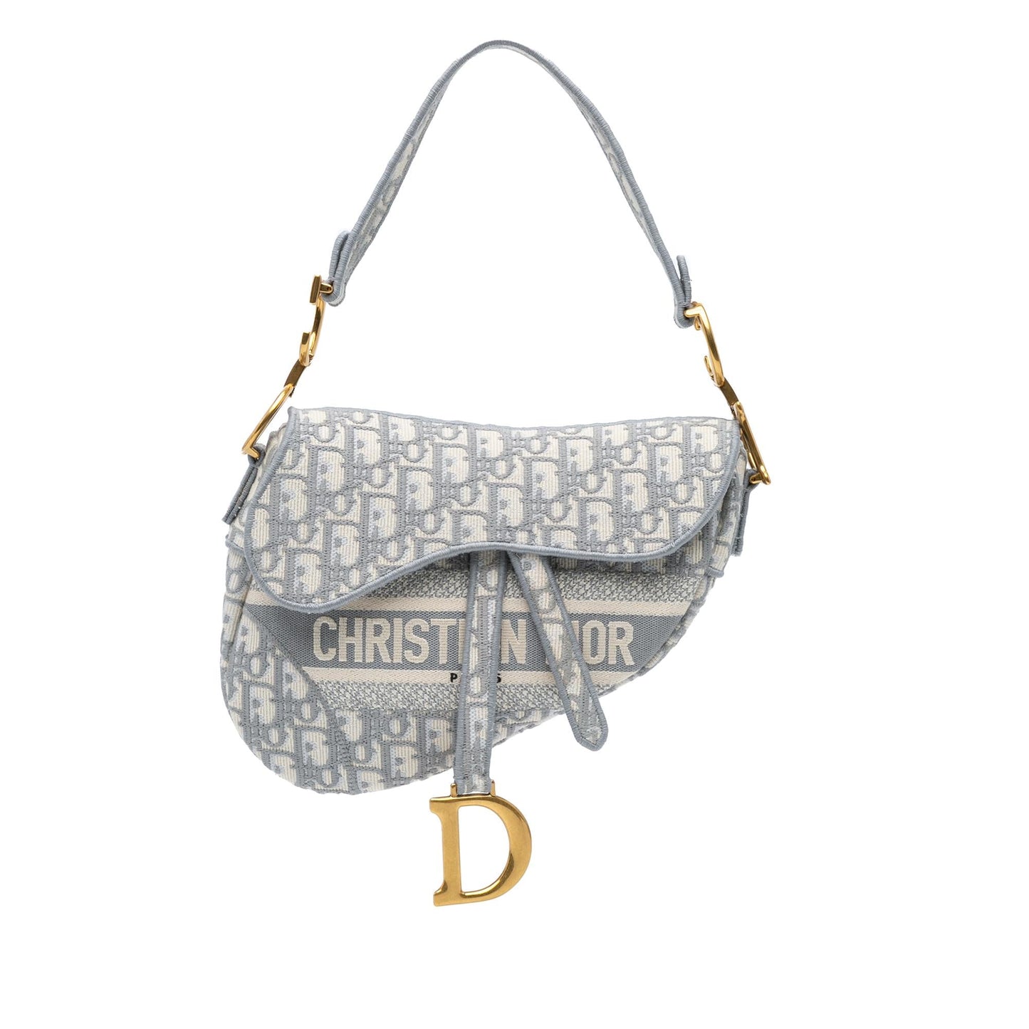 Dior Oblique Embroidered Canvas Saddle Bag