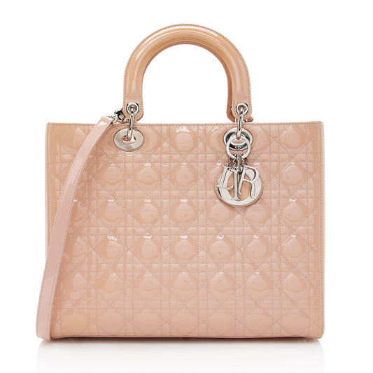 Dior Patent Leather Lady Dior Large Tote (SHF-22412)