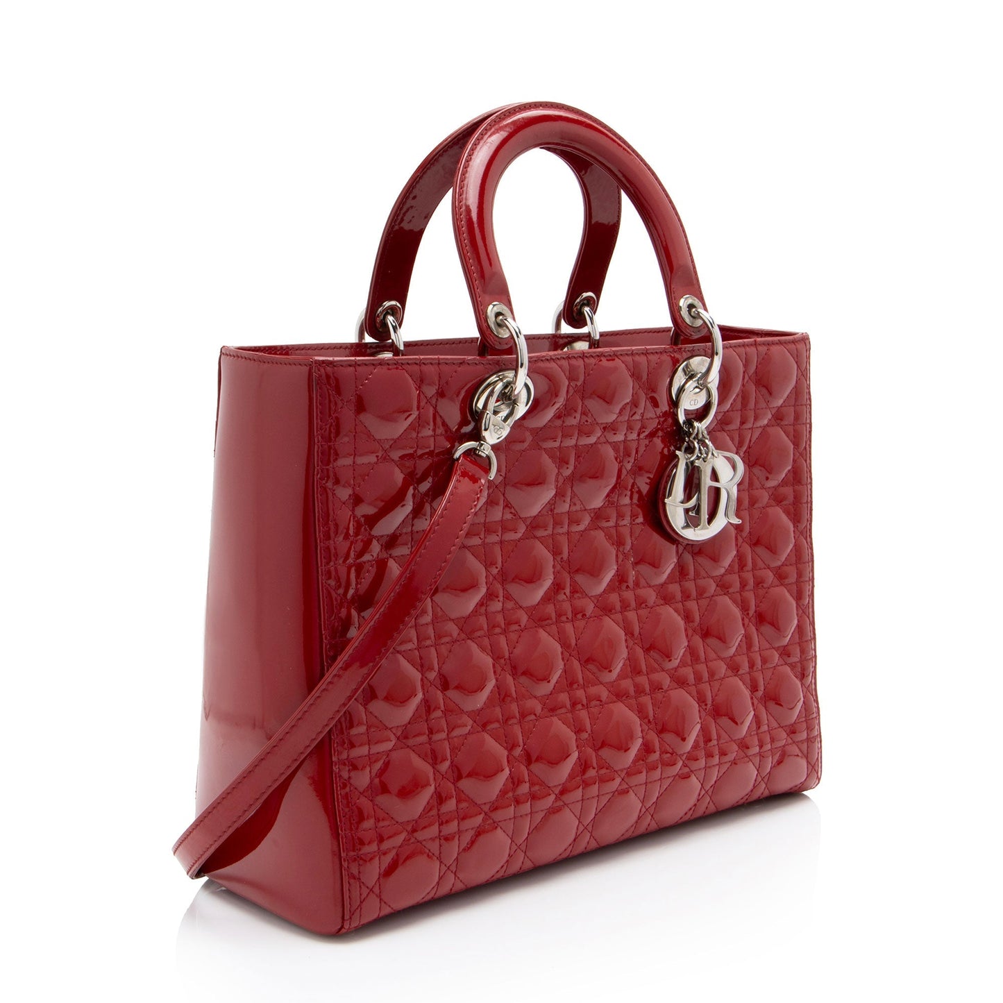 Dior Cannage Patent Leather Lady Dior Large Tote