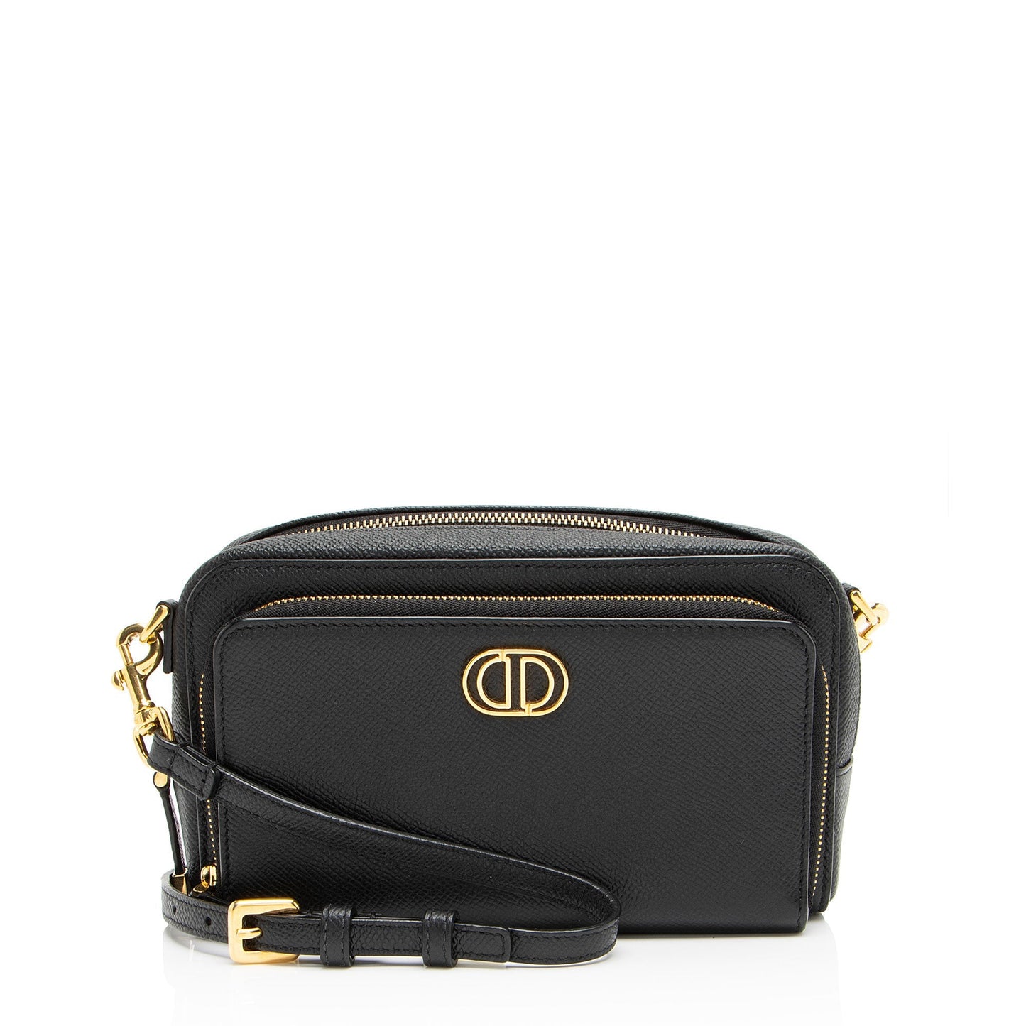 Dior Pebbled Leather Caro Double Pouch Crossbody