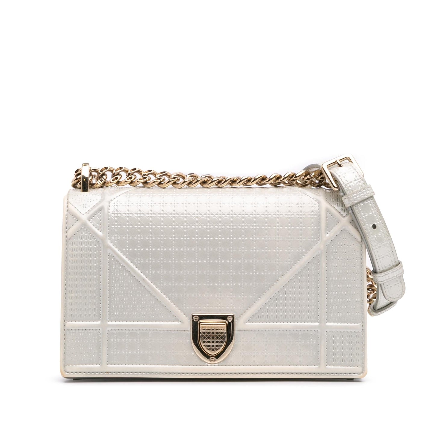 Dior Small Metallic Patent Microcannage Diorama Flap