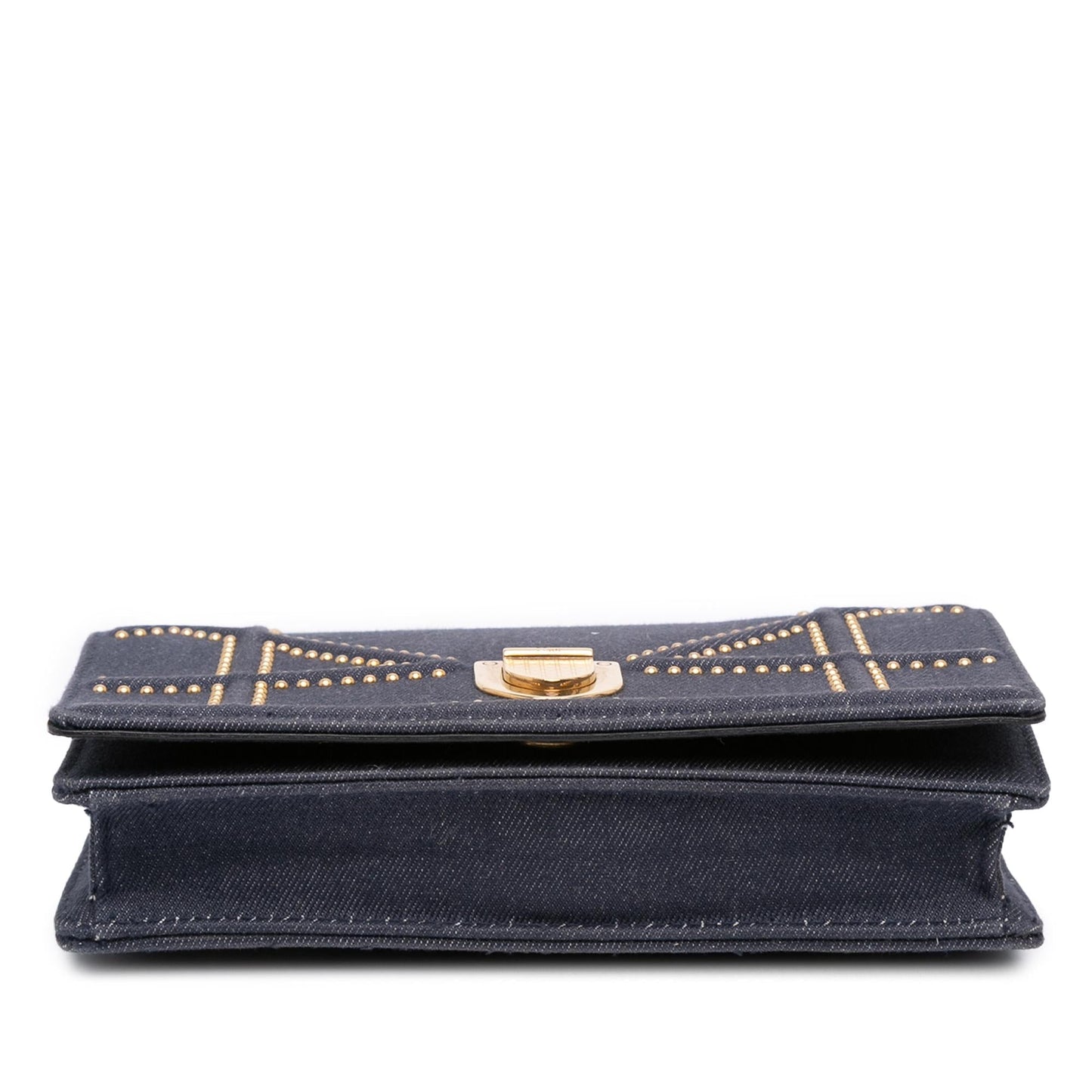 Dior Studded Denim Diorama Wallet on Chain
