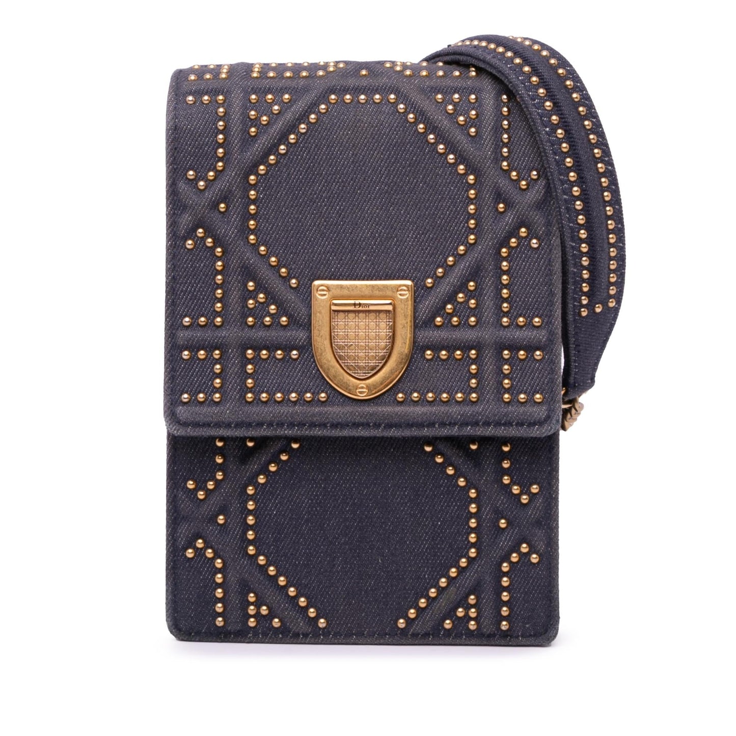 Dior Studded Denim Vertical Diorama Crossbody