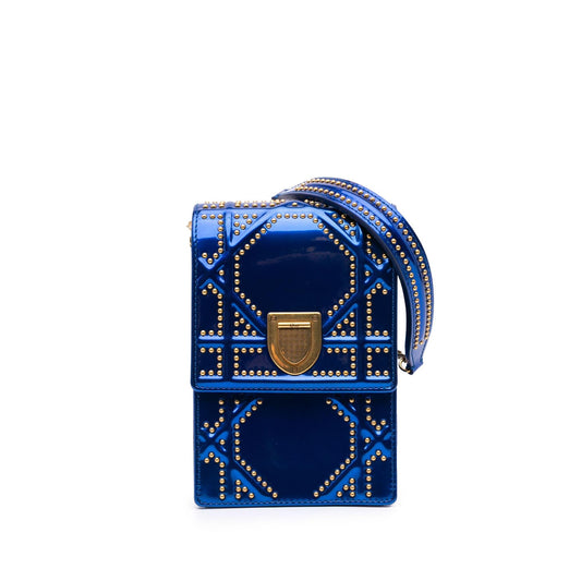 Dior Studded Patent Diorama Vertical Clutch
