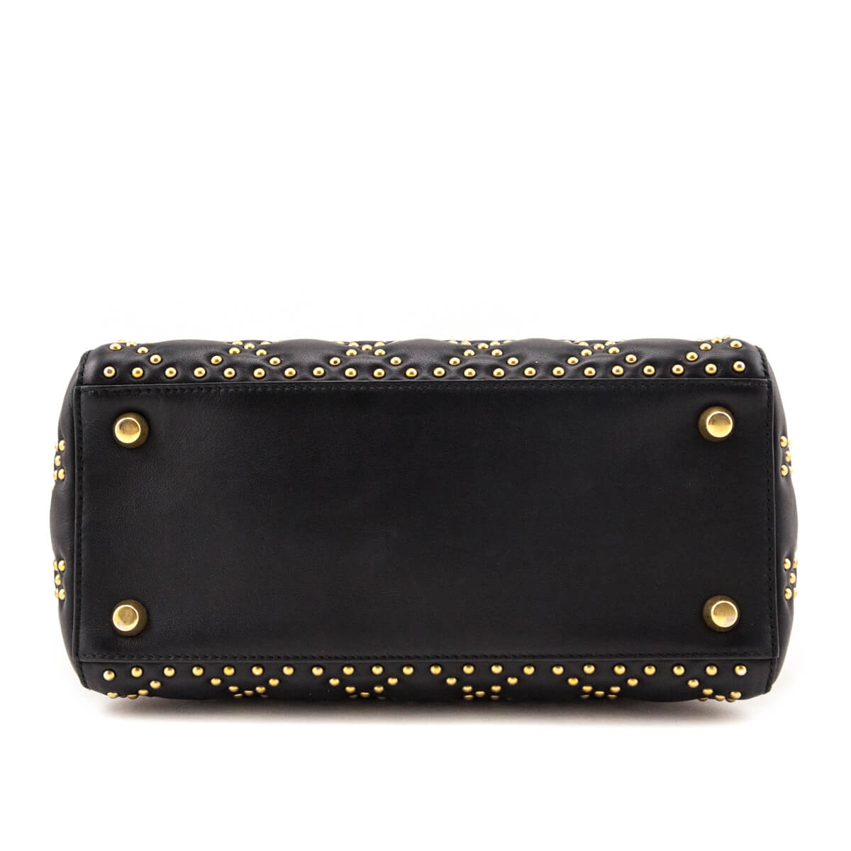 Dior Black Calfskin Studded Cannage Medium Supple Lady Dior