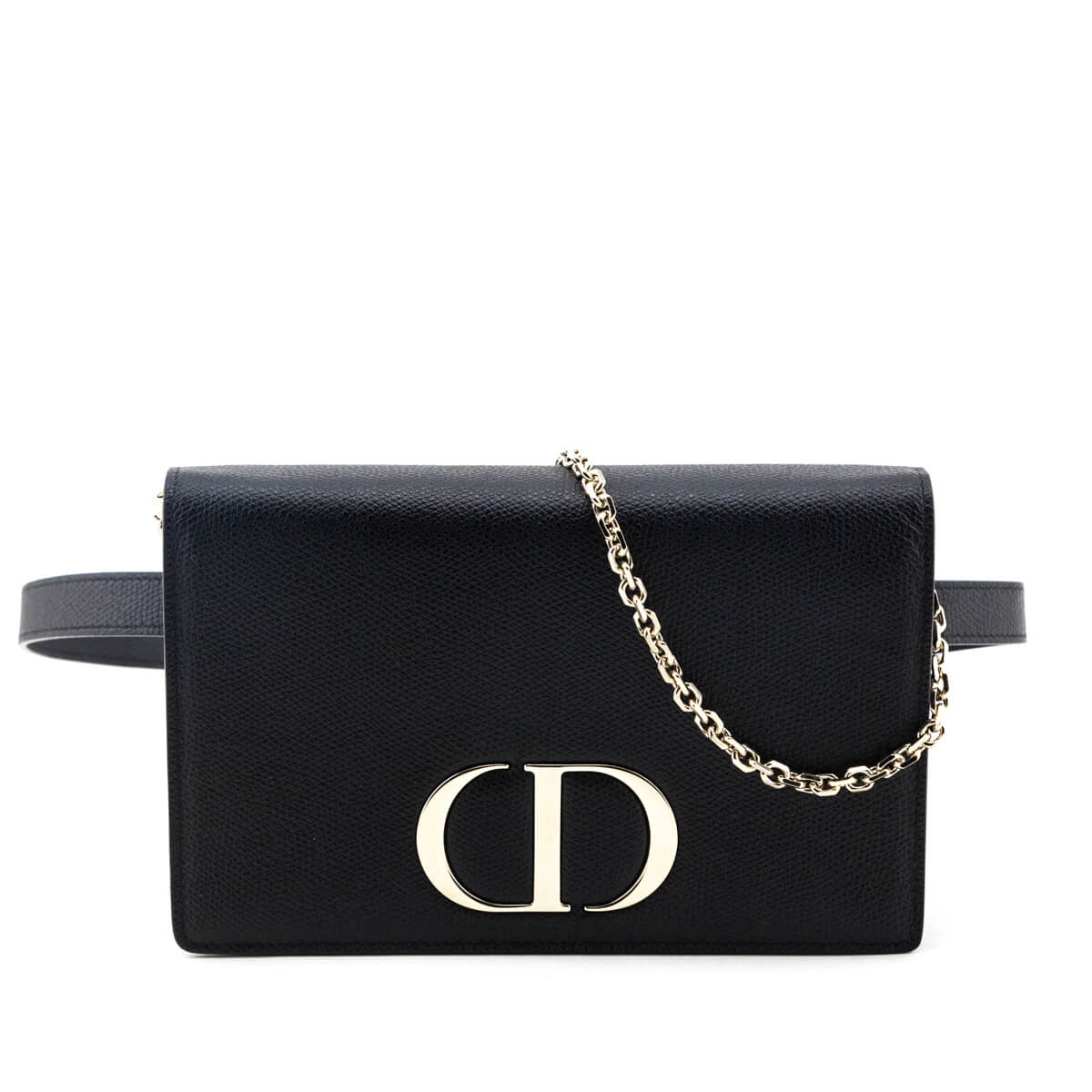 Dior Black Grained Calfskin 2-in-1 30 Montaigne Pouch