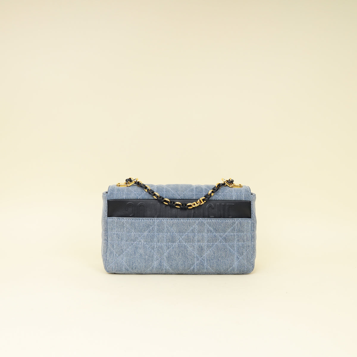 Christian Dior Blue Denim Macrocannage Medium Caro Bag