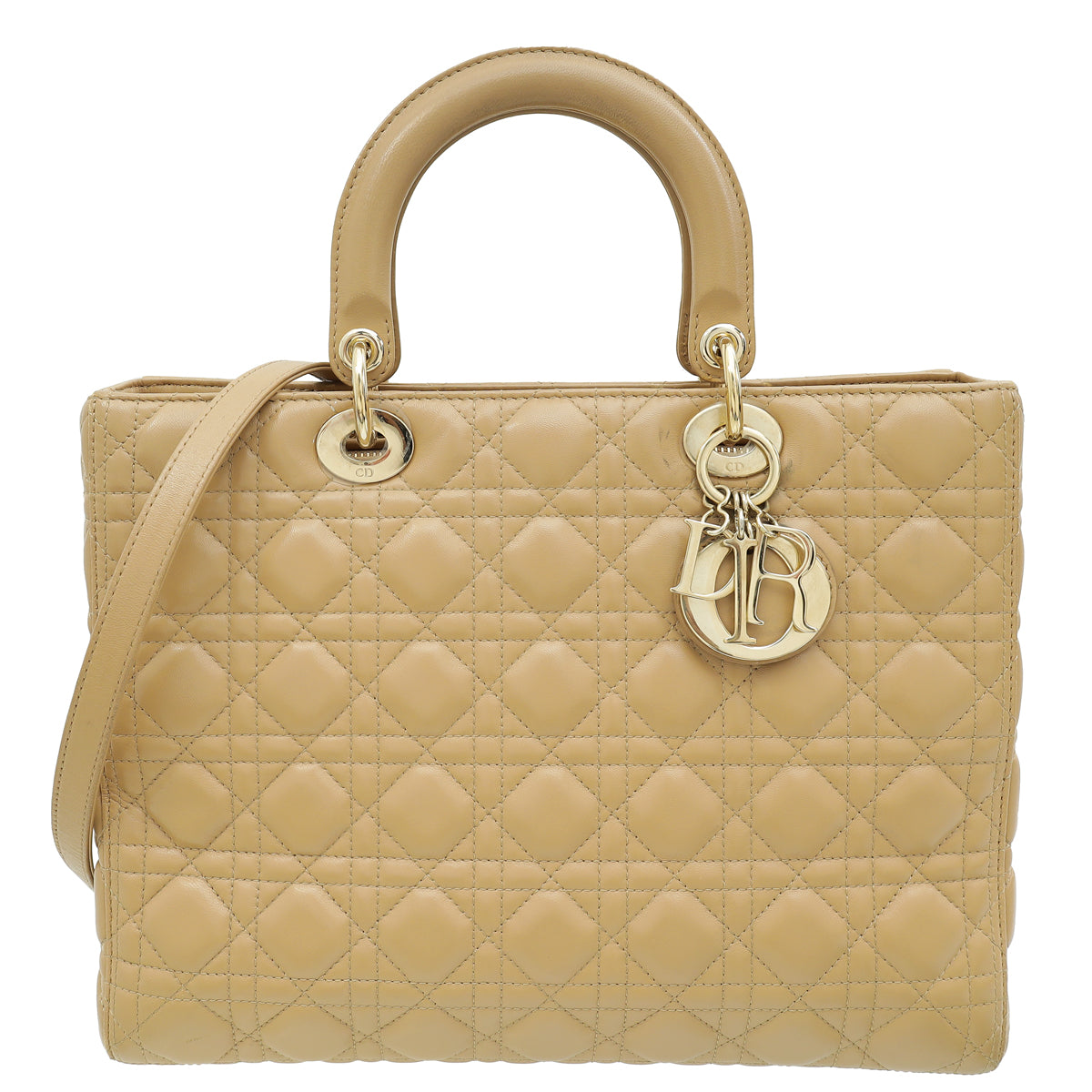 Christian Dior Beige Lady Dior Large Bag