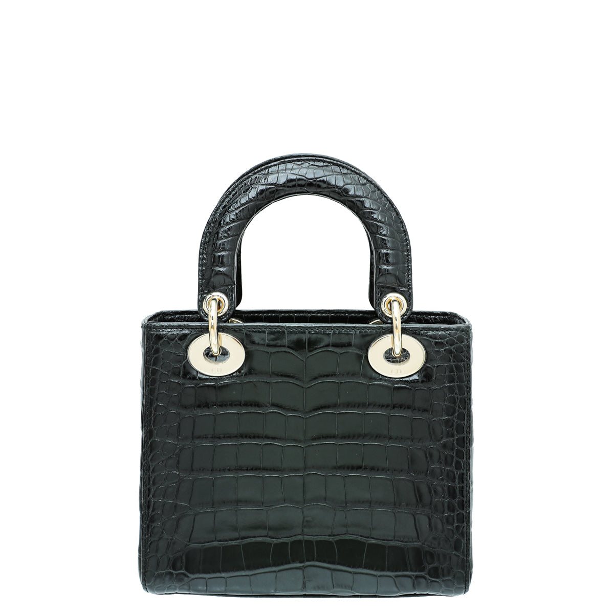 Christian Dior Black Forest Green Lady Dior Alligator Medium Bag