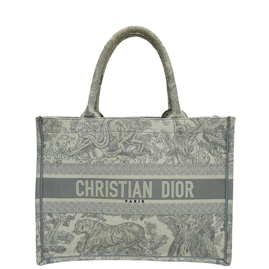 Christian Dior Grey Book Tote Toile De Jouy Medium Bag