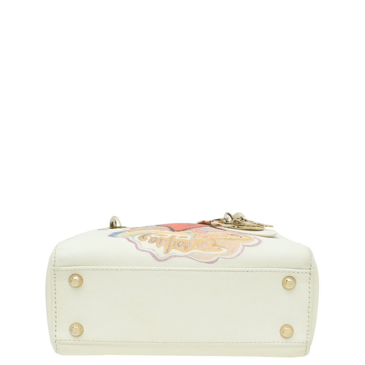 Christian Dior  Off White Multicolor Ltd. Ed. Amour Print Chain Mini Lady Dior Bag