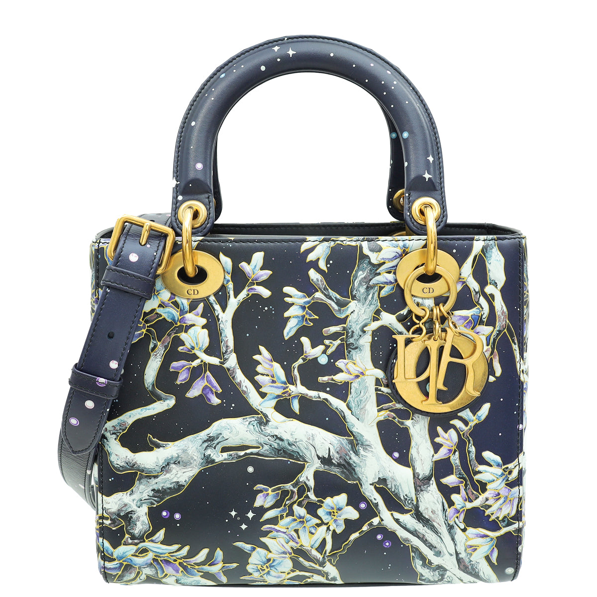 Christian Dior Dark Blue L.E  Lady Dior Raqib Shaw Medium Bag