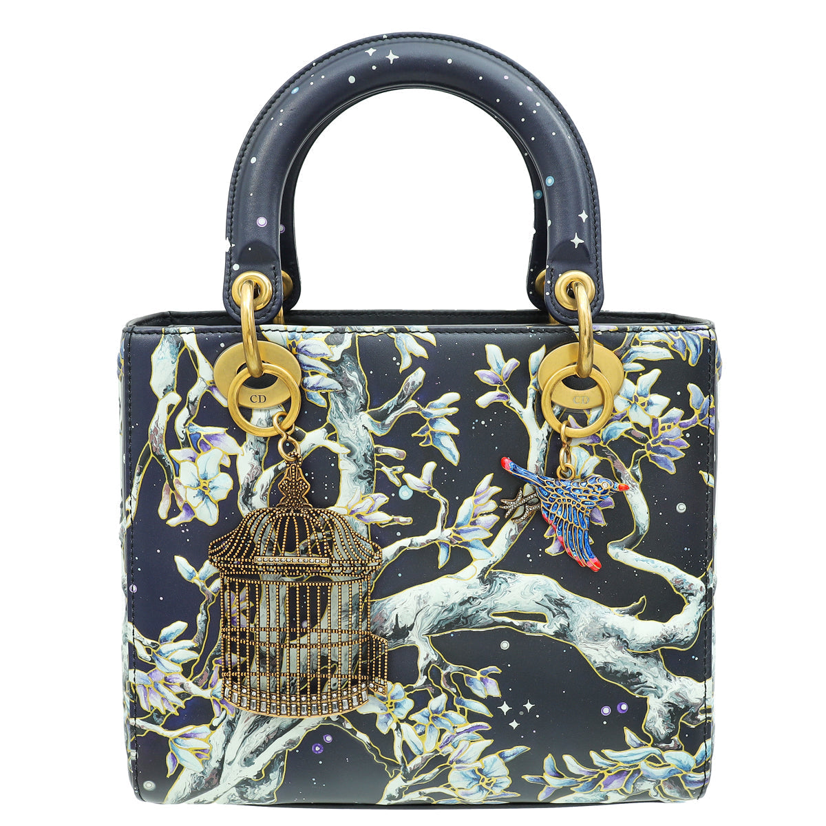 Christian Dior Dark Blue L.E  Lady Dior Raqib Shaw Medium Bag
