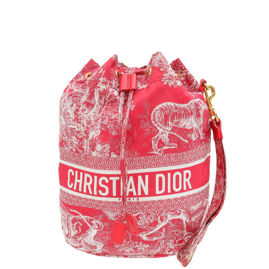 Christian Dior Fuchsia Toile De Jouy Dior Travel Pouch