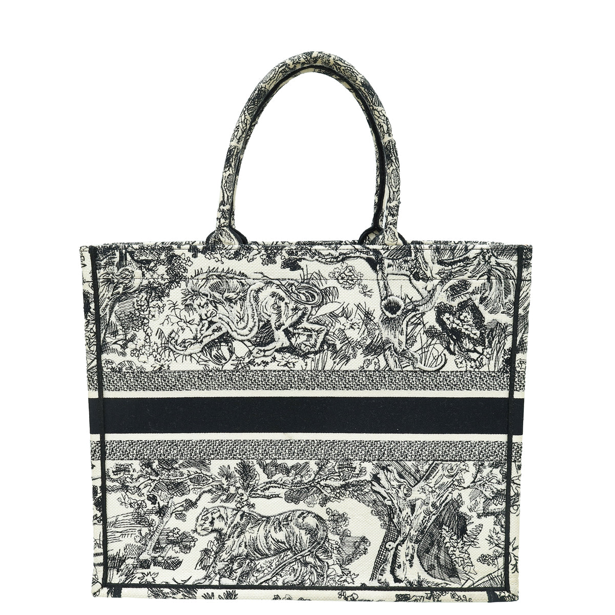Christian Dior Toile De Jouy Embroidery Book Tote Large Bag