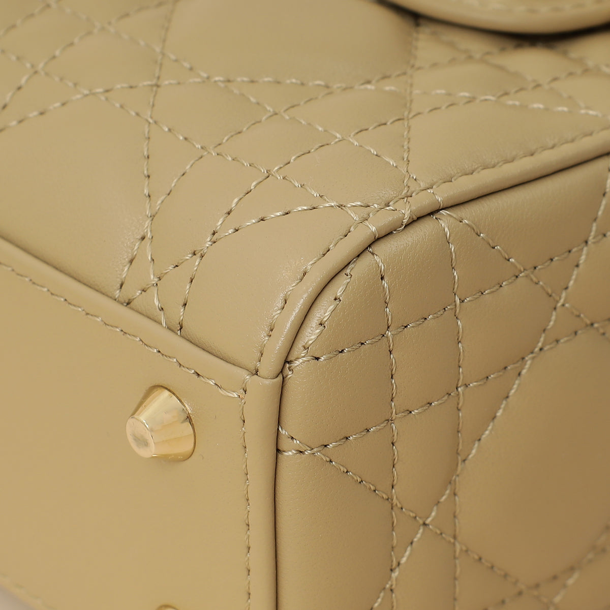 Christian Dior Dark Beige Mini Chain Lady Dior Bag w/ Twilly