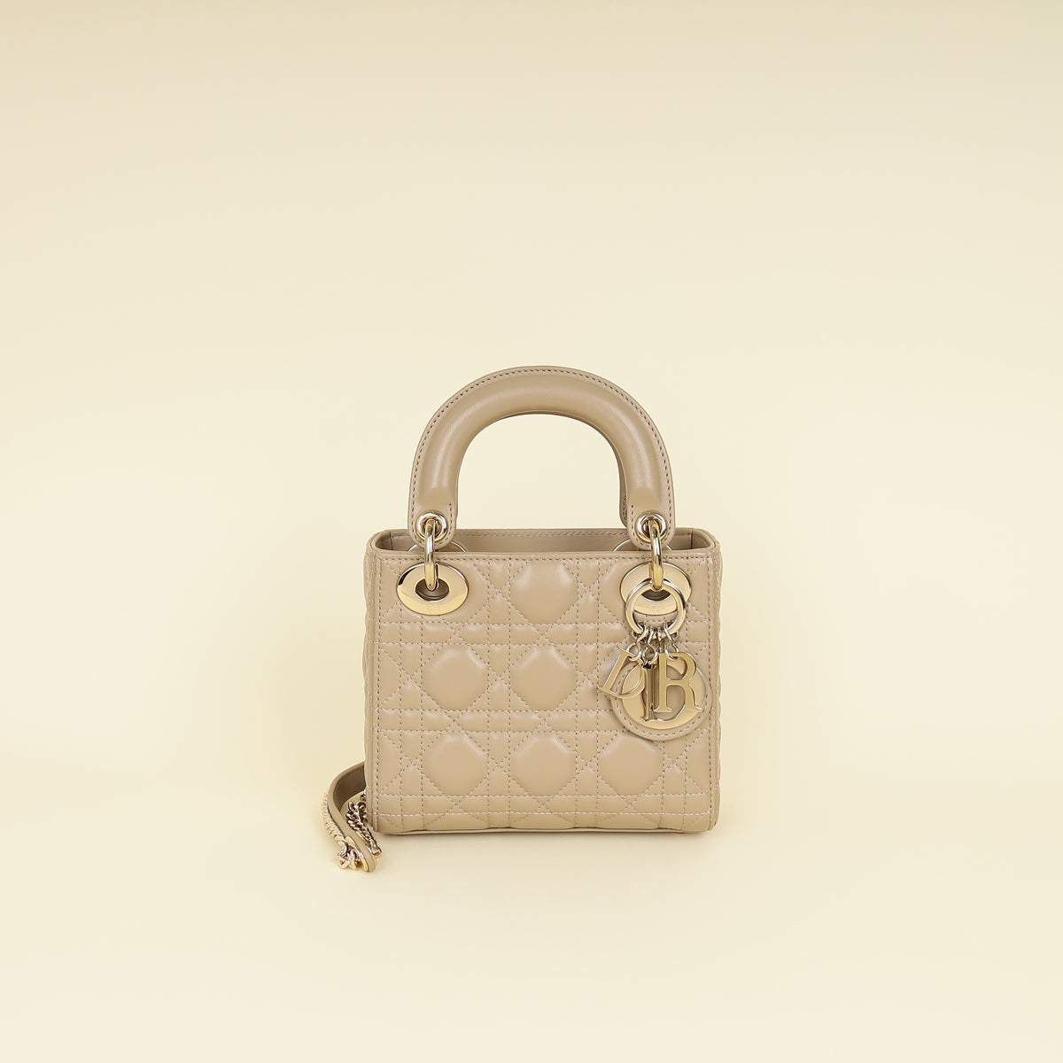 Christian Dior Beige Lady Dior Mini Chain Bag