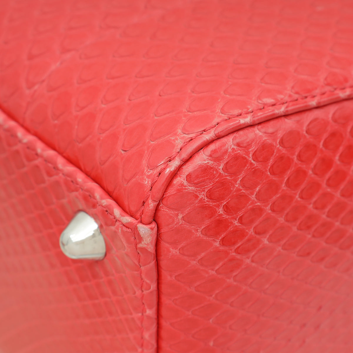Christian Dior Red Snakeskin Lady Dior Large Bag
