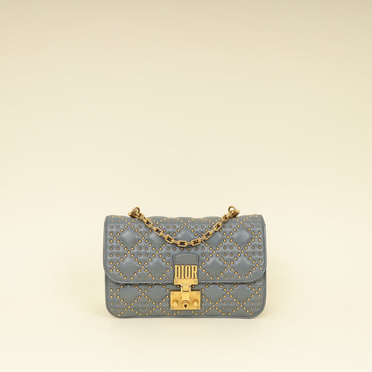 Christian Dior Bluish Grey Cannage Studded DiorAddict Flap Bag