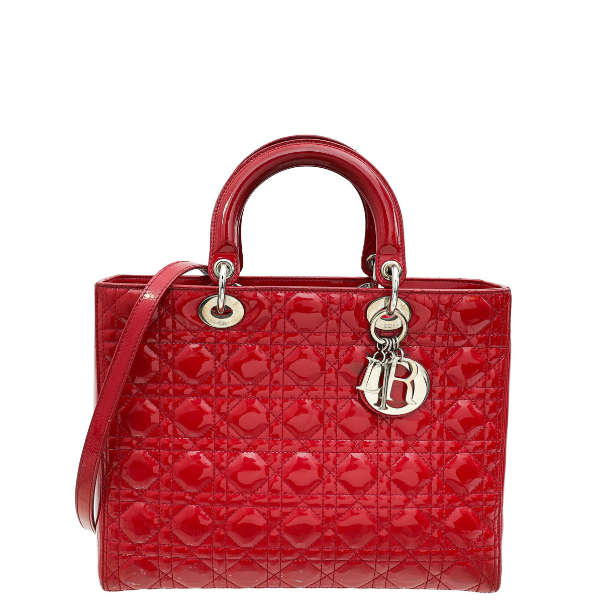 Christian Dior Red Lady Dior Large Bag