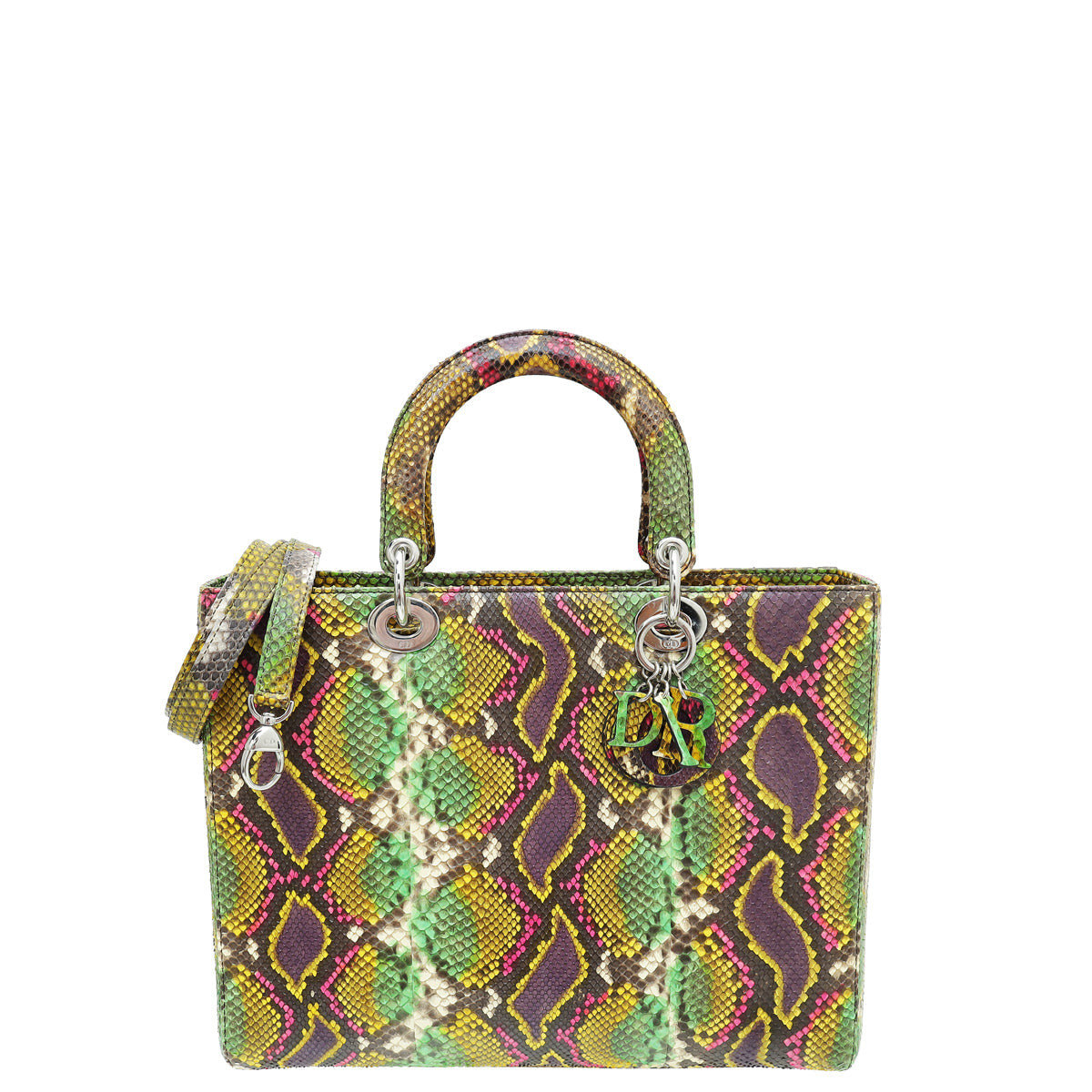Christian Dior Multicolor Python Lady Dior Ltd. Ed. Defile Ete 2014 Large Bag