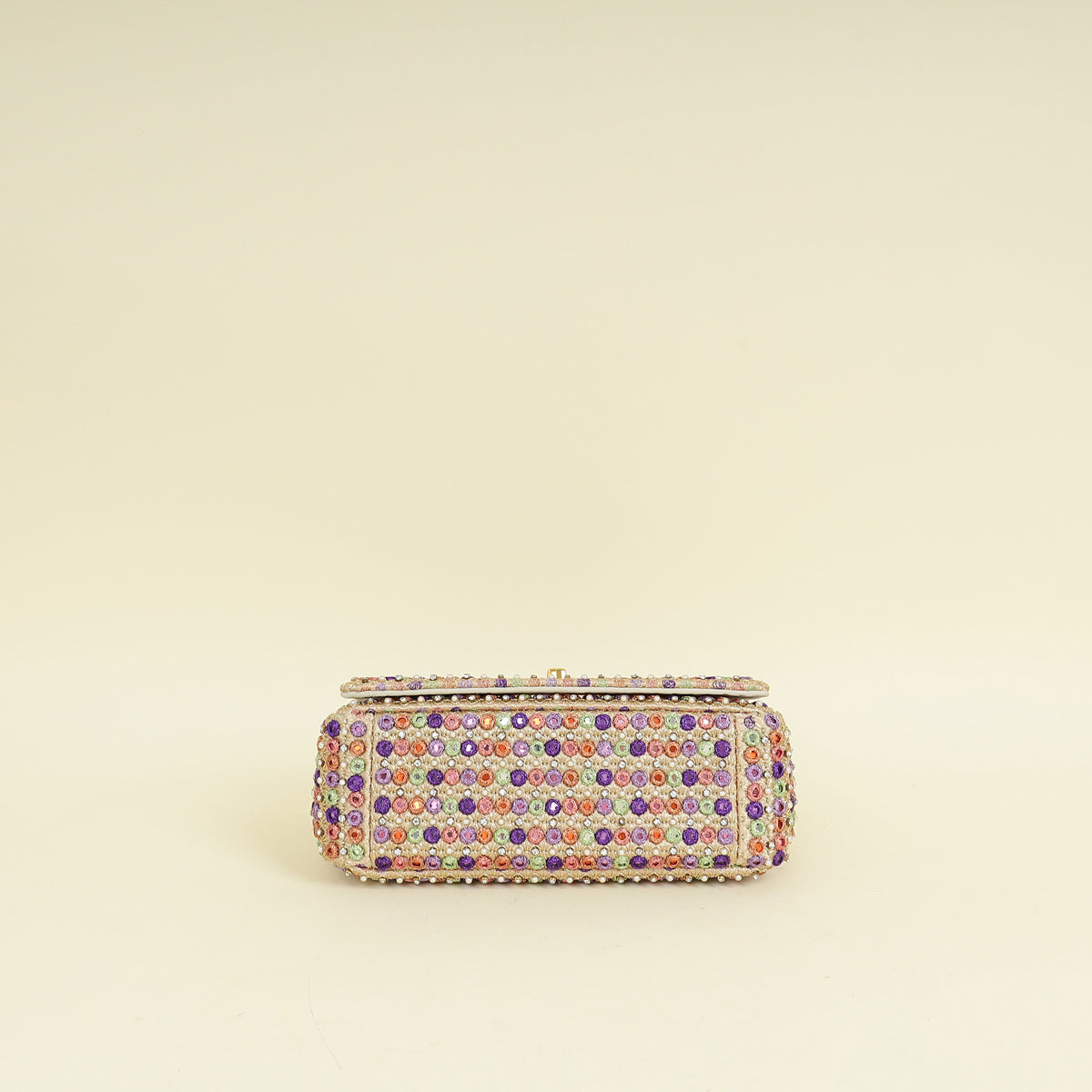 Christian Dior Gold Multicolor Caro Embellished Small Flap Bag