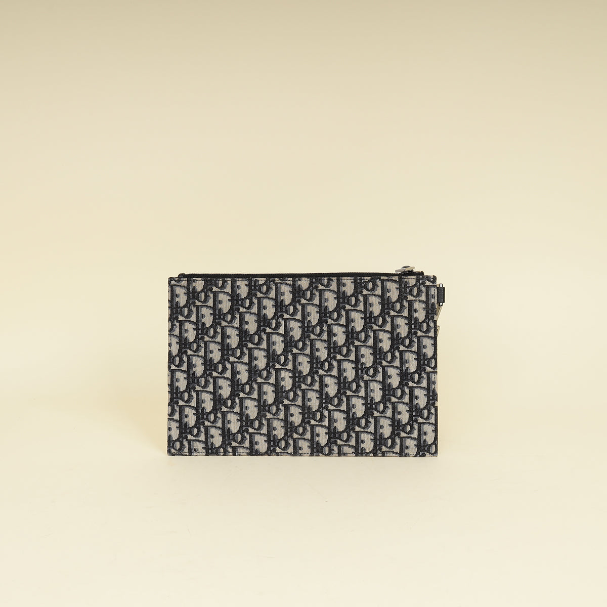 Christian Dior Navy Blue Oblique A5 Zipped Pouch
