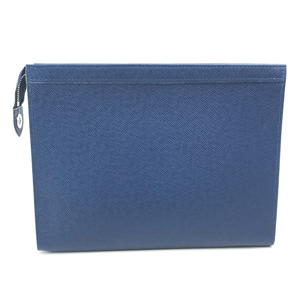 LOUIS VUITTON business bag Taiga Leather blue Taiga Pochette Voyage MM mens