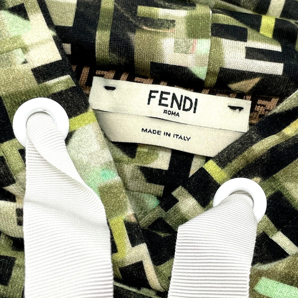 FENDI Hoodie FS7035 cotton green FF Zucca pullover Women XXS