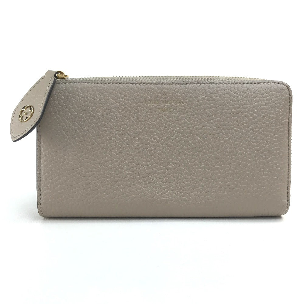 LOUIS VUITTON Long Wallet Purse M63104 Taurillon Clemence Leather Beige x Gold Metal Monogram flower Portefeuille Comet Women