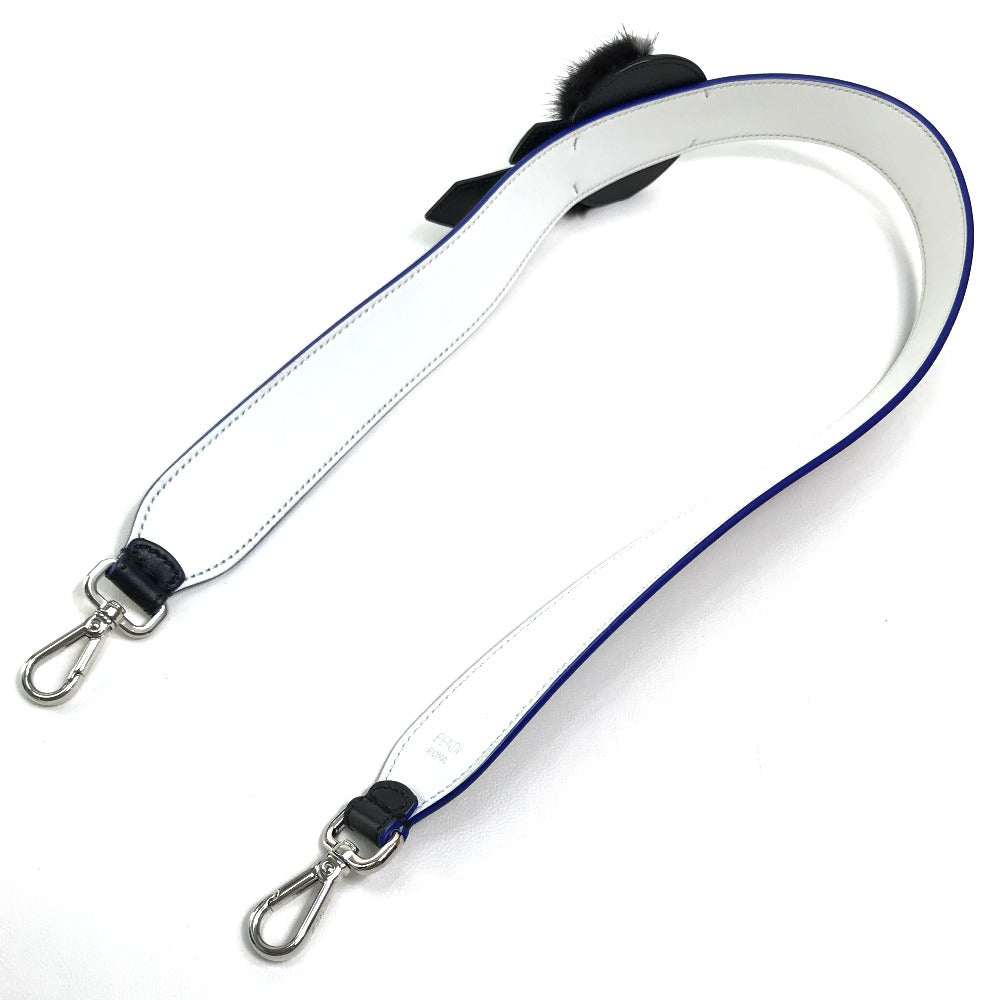FENDI Shoulder strap 8AV0775R7F0X93 leather Black x white x blue With fur Strap Yukarito Women
