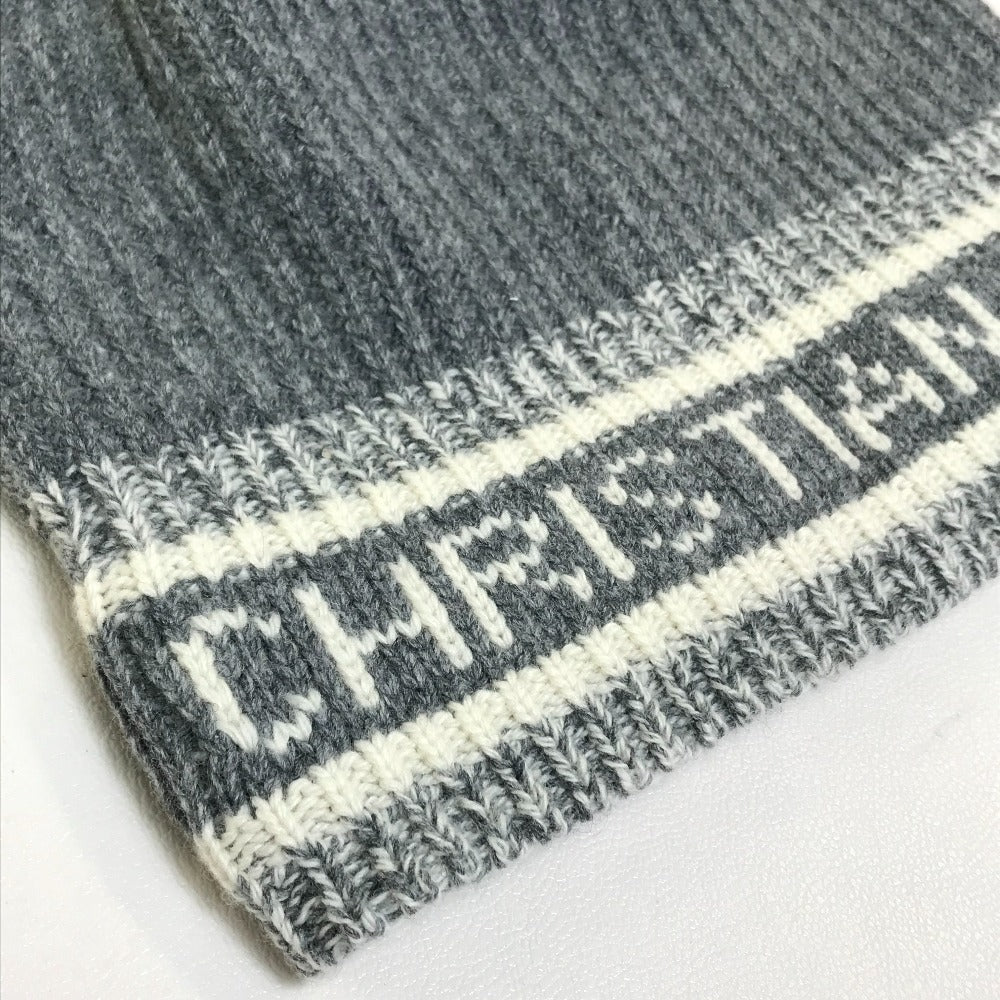 Christian Dior Knit hat Wool / cashmere gray logo D-White Women