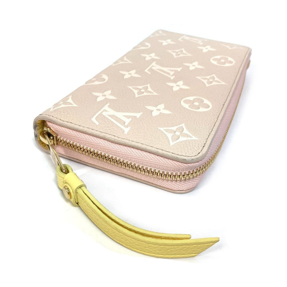 LOUIS VUITTON Long Wallet Purse M81279 Monogram Ann Platt Leather Pink x beige x yellow Monogram Ann Platt Zippy wallet Women