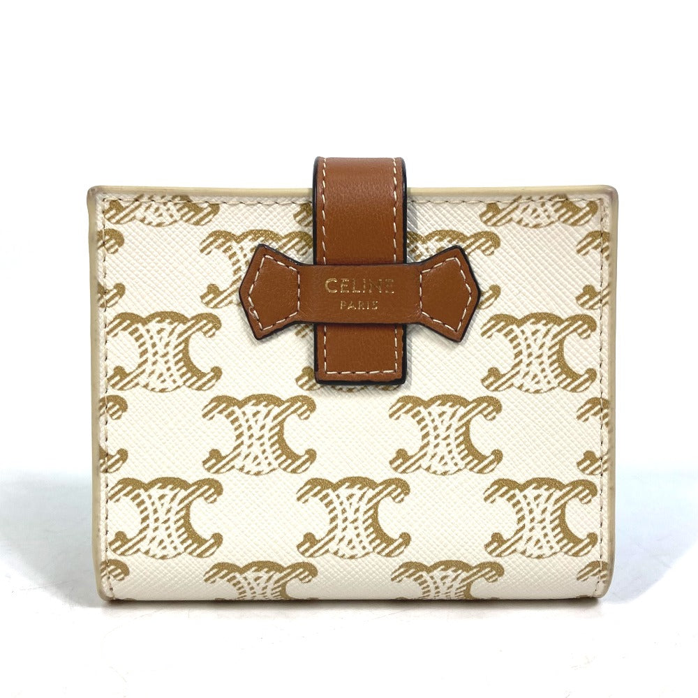 CELINE Folded wallet PVC / Leather White / brown Macadam Triomphe Wallet Women
